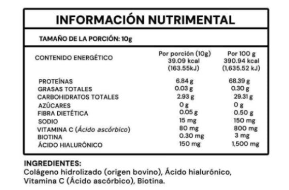 Péptidos de Colágeno Hidrolizado (+Ácido Hialuronico +Biotina +Vitamina C)